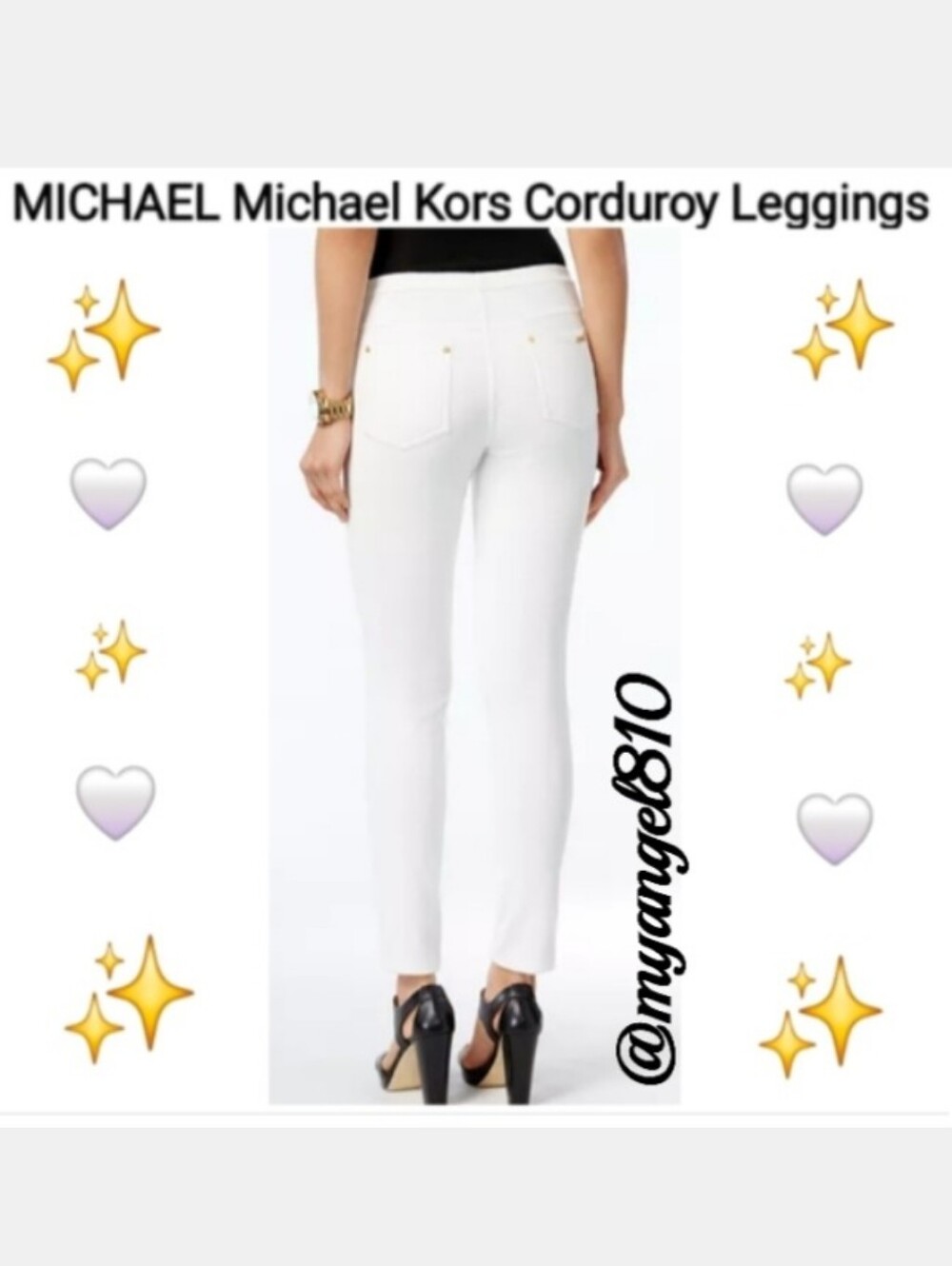 Michael Kors White Corduroy Leggings, Size M